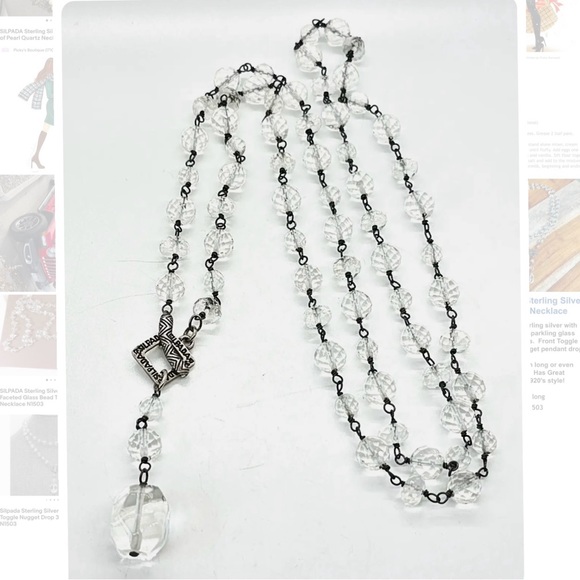 Silpada Sterling Silver Glass Bead Nugget Toggle Necklace 35” long - Picture 2 of 12